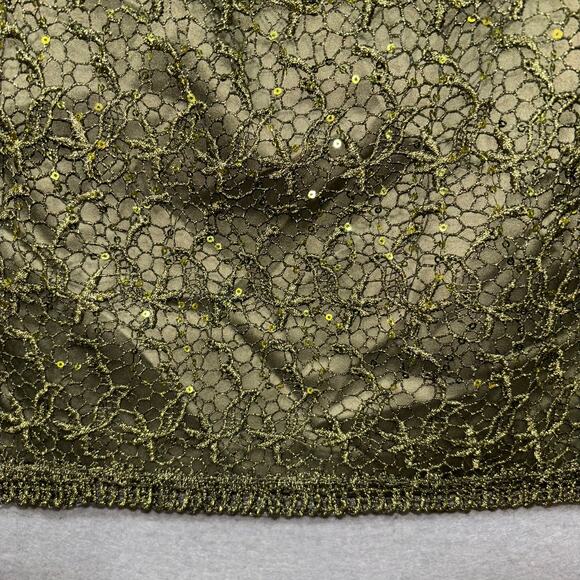 Adrianna Papell One Shoulder Dress Olive Green Lace Sequin Formal Gown Size 2 - Picture 9 of 9